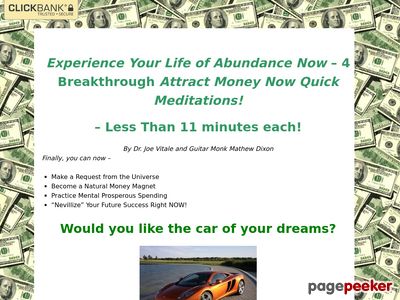 Bestselling Author And Secret Movie Star Joe Vitale Offers A Special Money Attracting Meditation. Based On Bestseller Attract Money Now. Pays 50% Commission. Easy Money For You.