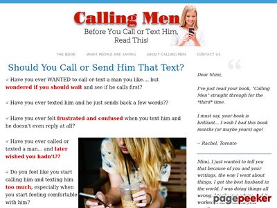 For Women: Should You Call Him? Don't Turn Him Off By Calling & Texting Badly. The Ultimate Resource On Calling And Texting Your Guy. Set Yourself Apart From The Rest! Devoted Fans Love This In-depth Guidebook And Log Back In To Read This Year After Year!