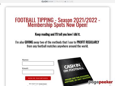 Cash In On The Football - 2021/2022 Season - Betting Tips All Season Long Sent Directly Via E-mail Plus A PDF Guide Within Two Betting Methods.