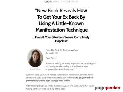 How To Get Your Ex Back With The Law Of Attraction. Unique Approach. Crazy Conversions. $2.34 Epc. Low Refunds. You Need To Test This Offer. More Info: Http://www.manifestyourexback.com/aff