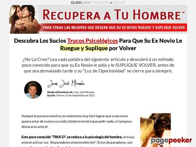 Gana Dinero Con El Mejor Producto De CB Para Recuperar Novios O Esposos. Excelente Conversion. Alta Comision Del 75%. 3 Upsell (productos Relacionados). Ofrecemos Ayuda A Afiliados: Http://recuperaatuhombre.com/afiliados.html