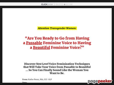 Kathe Perez Did It Again! This MP3 Audio Program Provides Advanced Transgender Voice Feminization Techniques And Is A Follow Up To Her Best Selling Voice Feminization Program