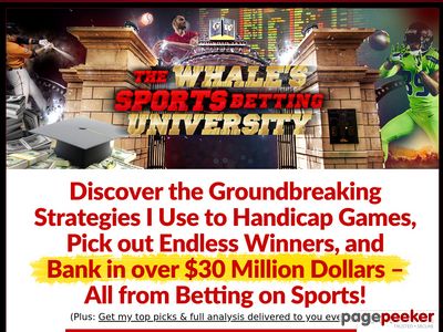 Brand New For 2018! This Full Course Teaches Sports Handicapping. The Sports Betting Whale Is A Pattern-recognition Genius Who Won Around $30 Million Dollars From Betting On Sports. Recurring Lifetime Commission Up To $100/week! Huge Conversions.