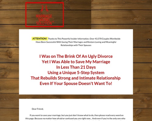 Marriage Saving Solution ™ – Top Converting Marriage Saving Offer!