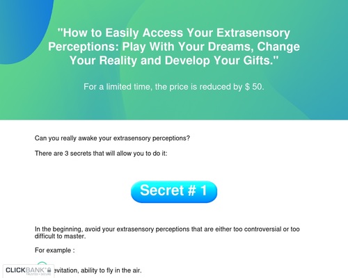 75% Commission! How To Easily Access Your Extrasensory Perceptions.