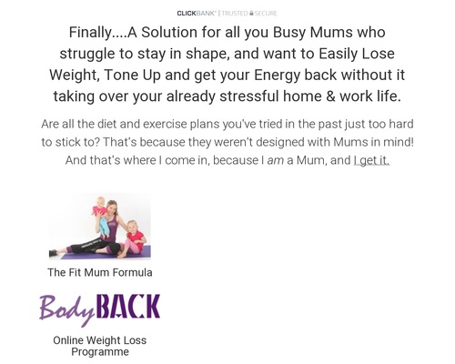 Mum’s ‘bodyback’ Weight Loss Plan