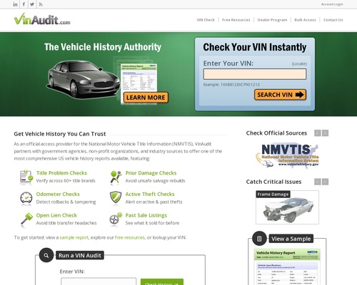 Vinaudit – Carfax Alternative – Official Nmvtis Provider