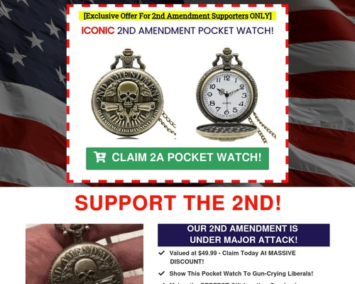 2nd Amendment Pro Gun Rights Collectible Pocket Watch