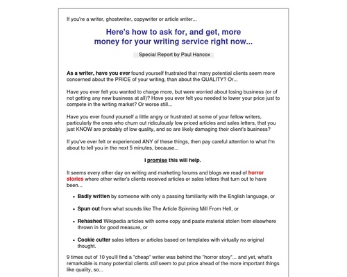 Write To More Money – Freelance Writing Report Pays 50