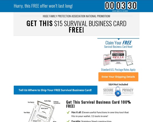 Free Survival Business Card Offer Converts 9.4% – Survival Life