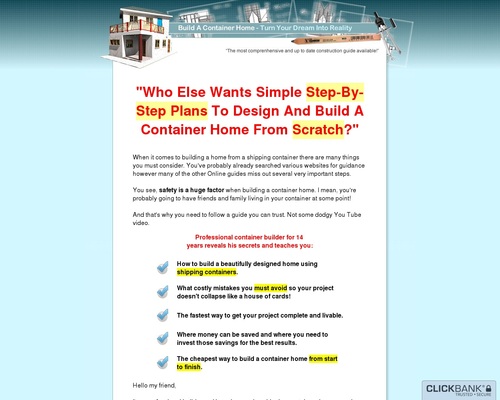 New: Build A Container Home – Green Product Paying 75% Commission!