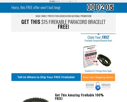 Free Firekable Paracord Bracelet Offer – Survival Life