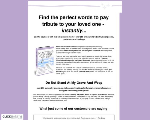 Instant Funeral Poems – Do Not Stand At My Grave And Weep – 75%com