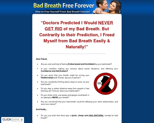 Bad Breath Free Forever  ~ Brand New With a 13.2% Conversion Rate!