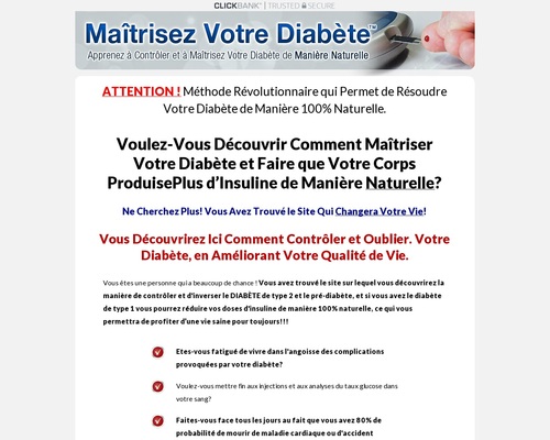 Maitrisez Votre Diabete. Diabetes Treatment French Version.