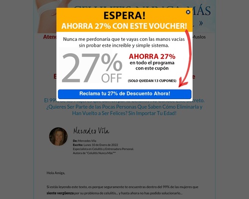 Celulitis Nunca Mas. SIN Opt-In Sin Exit pop up