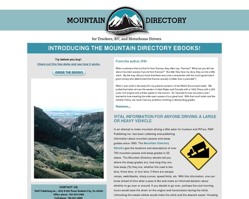 Mountain Directory: A Guide for Truckers, RV and Motorhome Drivers